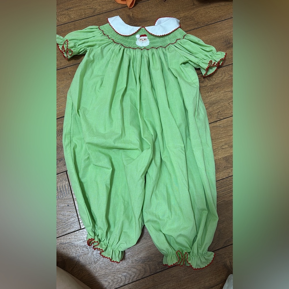 Castles & Crowns Christmas Smocked Santa Bubble Romper